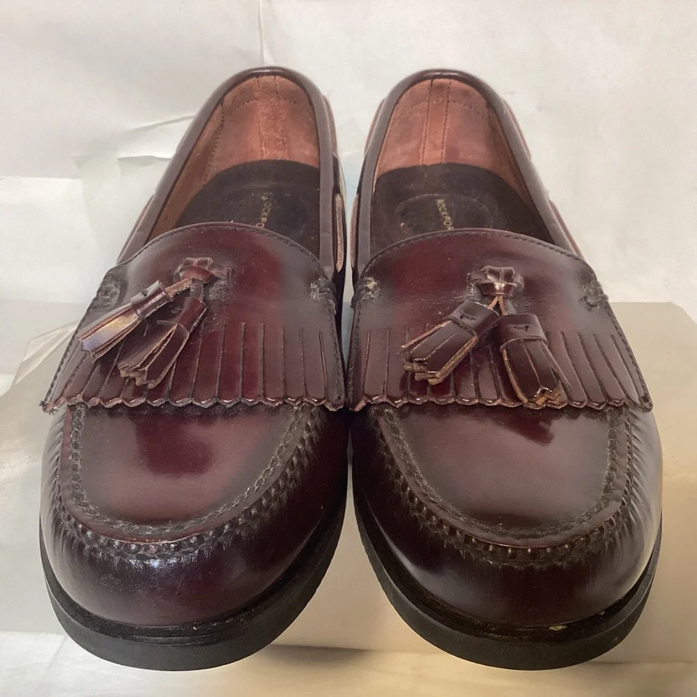 Rockport Burgundy Men’s Leather Tassel Loafers Size 9 - Picture 7 of 11